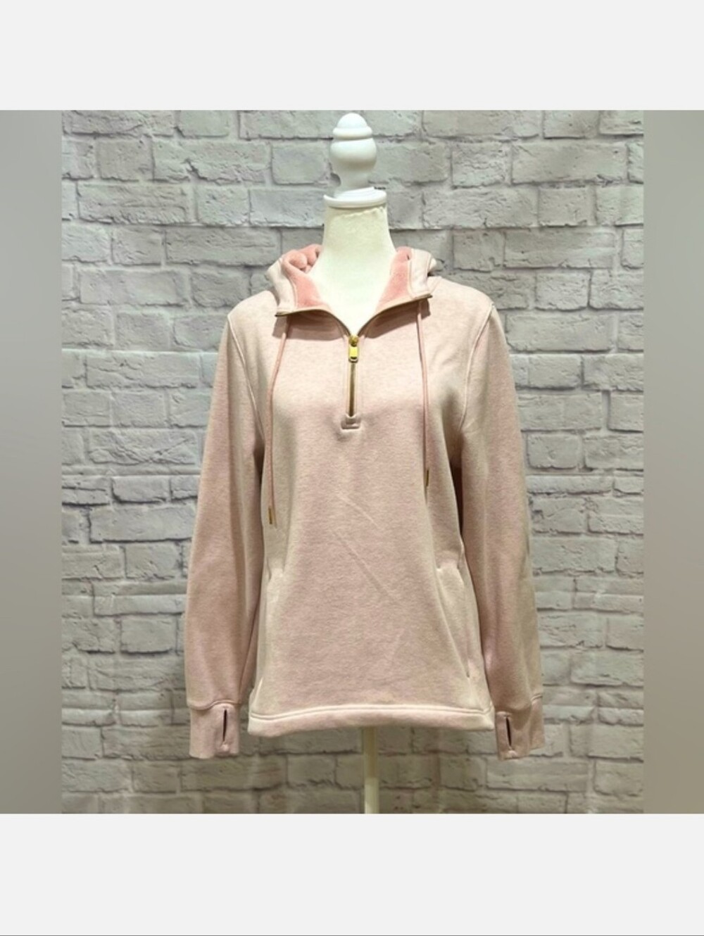 Athleta light pink Cozy Karma 1/4 zip hoodie 1x